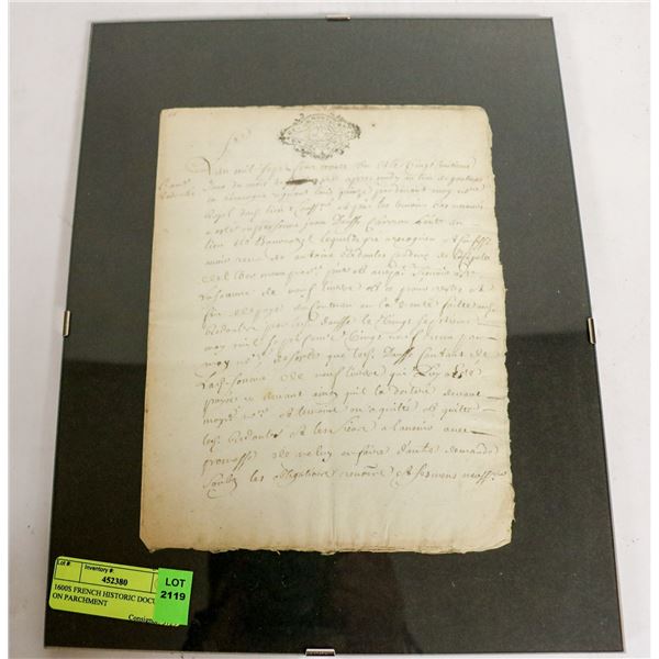 1600S FRENCH HISTORIC DOCUMENT ON PARCHMENT