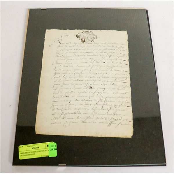 1600S FRENCH HISTORIC DOCUMENT ON PARCHMENT