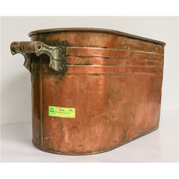ANTIQUE COPPER WASH BASIN LARGE