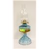 Image 1 : ANTIQUE BLUE GLASS OIL LANTERN