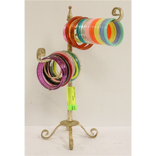 LARGE SELECTION VINTAGE BRACELETS ON STAND MADAME