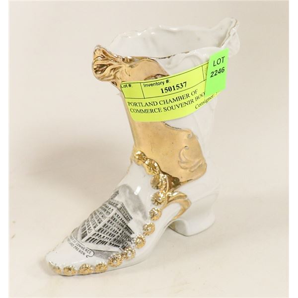 PORTLAND CHAMBER OF COMMERCE SOUVENIR BOOT VASE