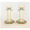 Image 1 : PAIR OF ANTIQUE HAND PAINTED CANDLESTICKS CIRCA