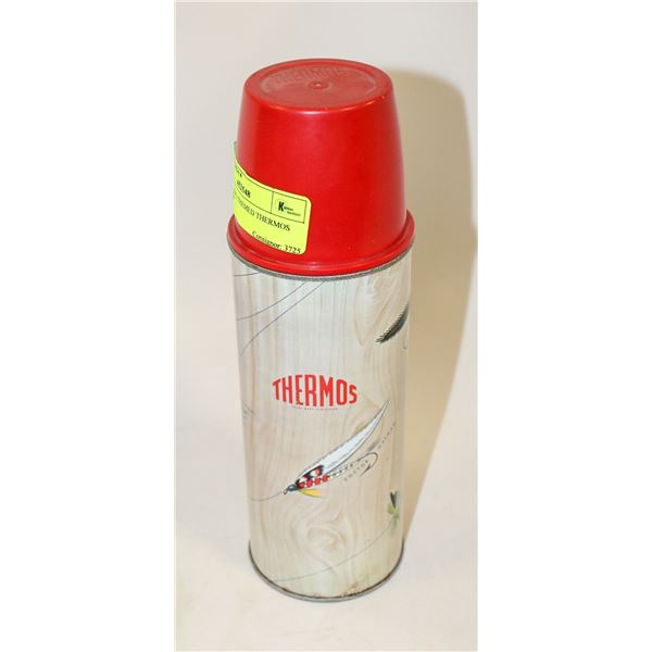 1950S FISHING THEMED THERMOS WITH LID
