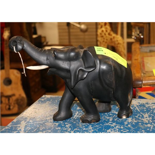 ANTIQUE EBONY CARVED ELEPHANT STATUE