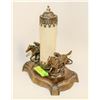 Image 1 : 1920S RACE HORSE TABLE LAMP WITH FROSTED SHADE