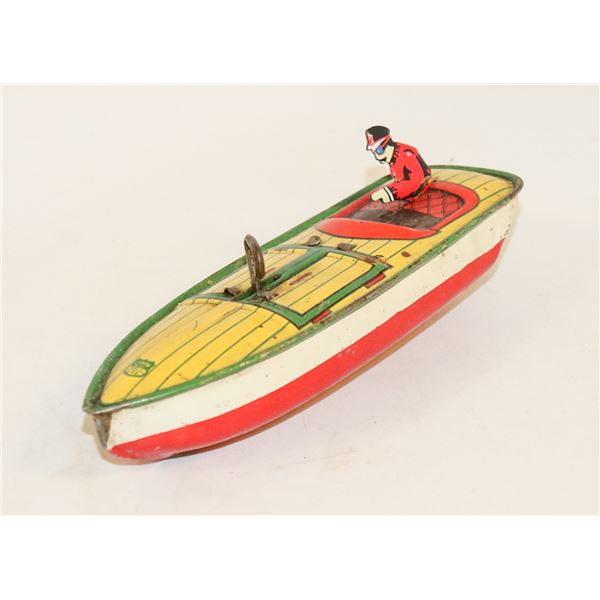 1930S AMERICAN J CHEIN WIND UP SPEED BOAT