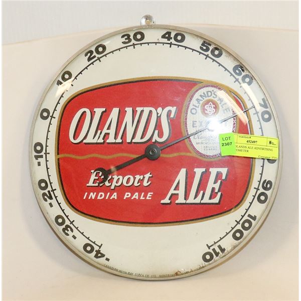 1950S OLANDS ALE ADVERTISING THERMOMETER