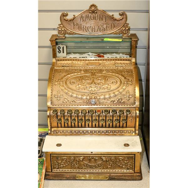 ANTIQUE BRASS NATIONAL CANDY STORE REGISTER WITH