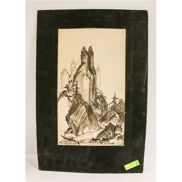 1961 ADDELMAN WATERCOLOUR MOUNTAINS, UNFRAMED