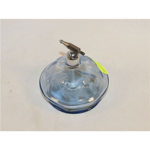 VINTAGE BLUE CUT GLASS PERFUME BOTTLE
