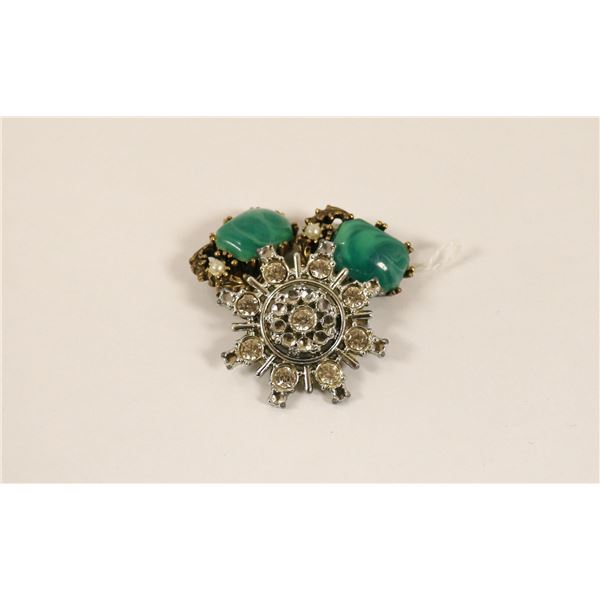 VINTAGE COSTUME JEWELLERY BROOCH AND EARRINGS