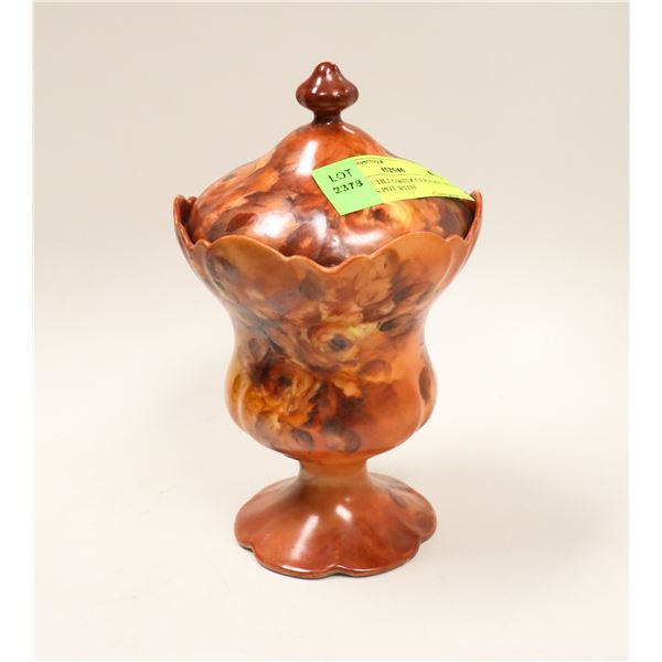 ANTIQUE TILLOWITZ CERAMIC ROSE PATTERN POT WITH