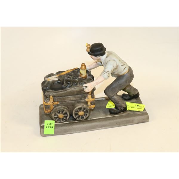 VINTAGE COAL MINE STATUE WITH CART