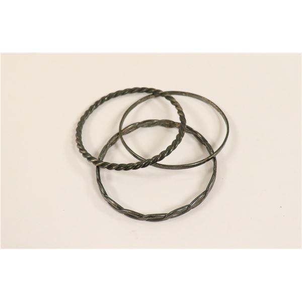 3 STERLING SILVER BANGLE SET MADAME RAC
