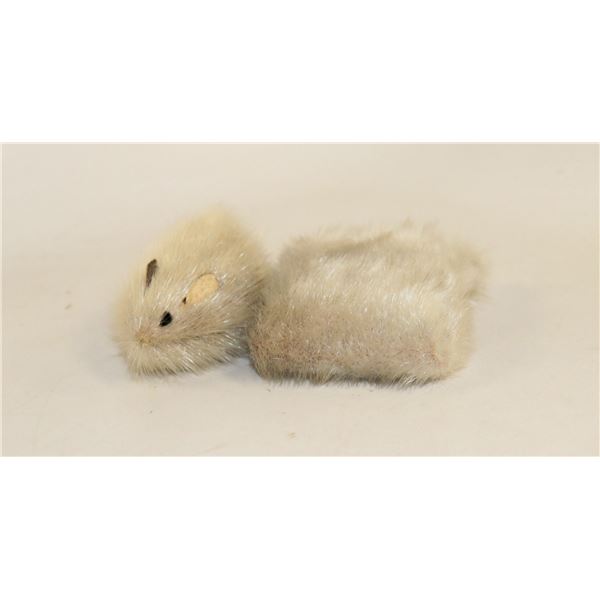 PAIR OF INUIT MADE TUFTED ITEMS OF MOUSE ETC