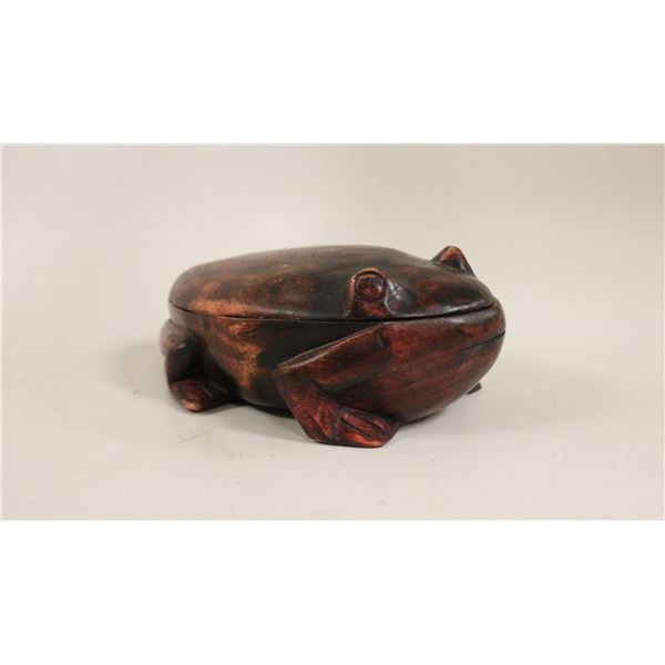 HANDCARVED WOODEN FROG BOWL