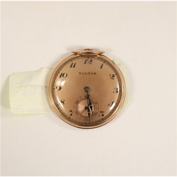 1949S GOLD FILLED BULOVA SLIM POCKET WATCH