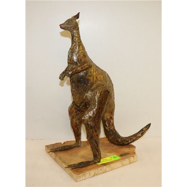 LARGE METAL ARTIST MADE KANGAROO STATUE SIGNED
