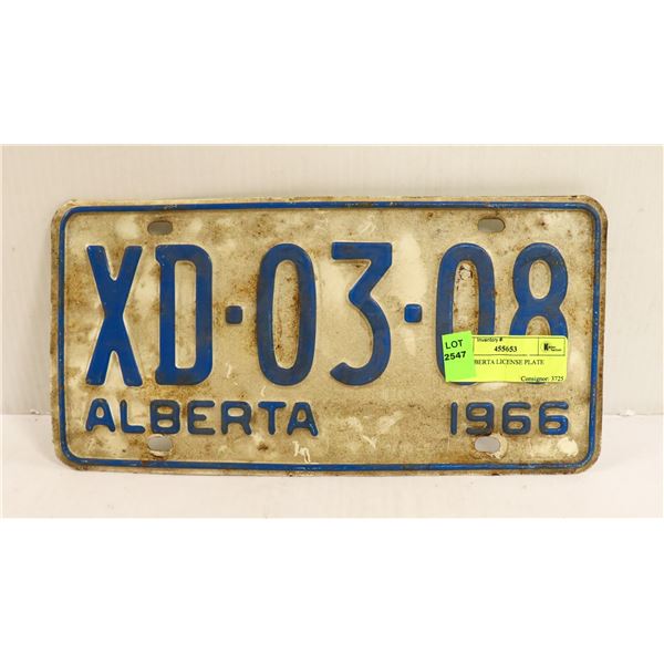 1966 ALBERTA LICENSE PLATE