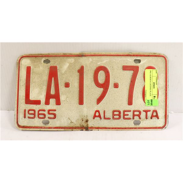 1965 ALBERTA LICENSE PLATE