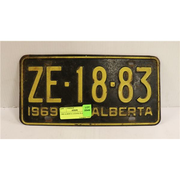 1969 ALBERTA LICENSE PLATE