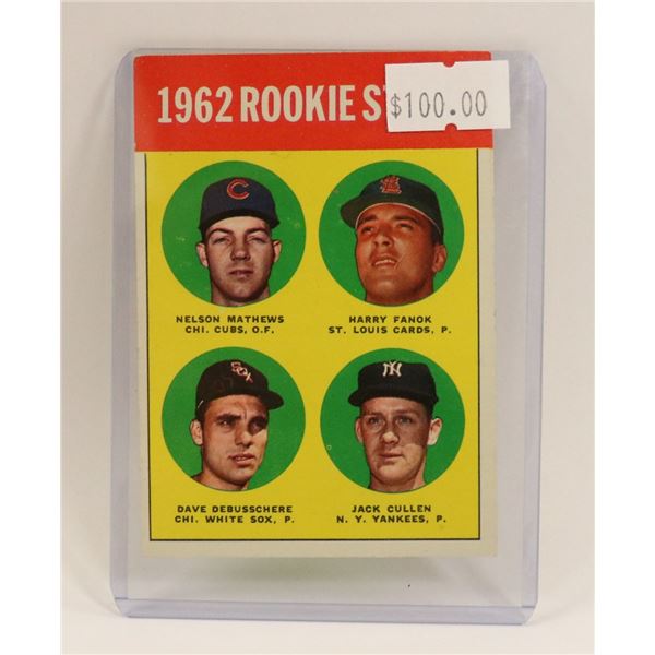 1962 BASEBALL ROOKIE STAR CARD