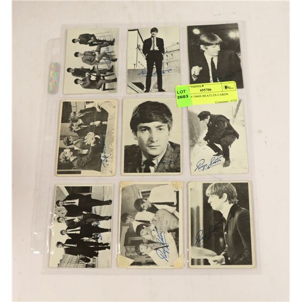 LOT OF 9 1960S BEATLES CARDS