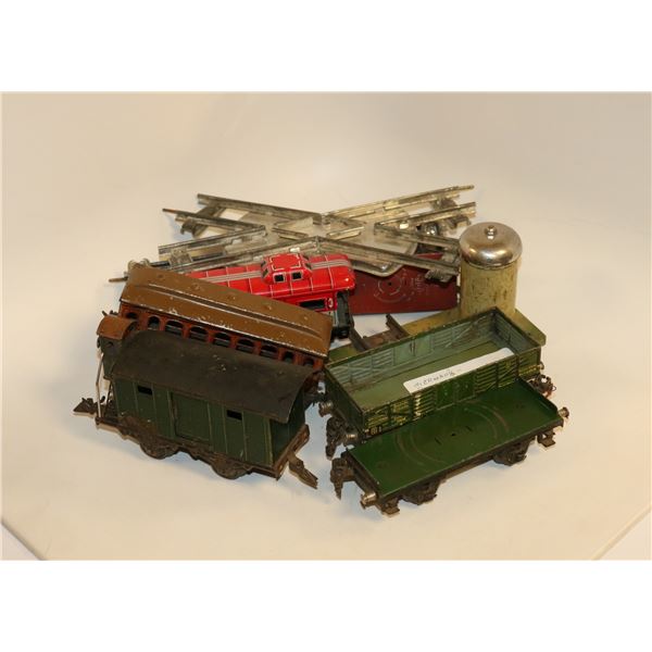 PRE WAR GERMAN TIN TRAIN CARS AND TRACK RARE