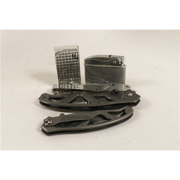 ASSORTED VINTAGE LIGHTERS AND KNIVES