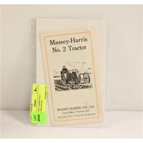 1900S MASSEY HARRIS NO 2 TRACTOR BROCHURE