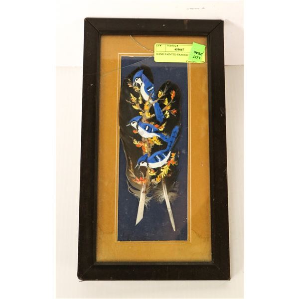 HAND PAINTED FRAMED FEATHERS