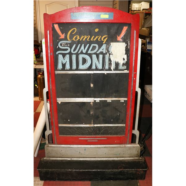 ANTIQUE MOVIE THEATRE LOBBY POSTER STAND FROM