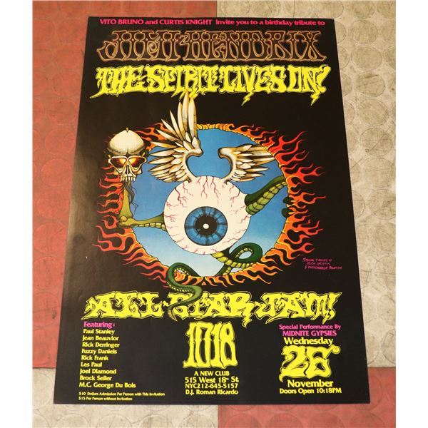 JIMI HENDRIX TRIBUTE CONCERT POSTER BY RICK