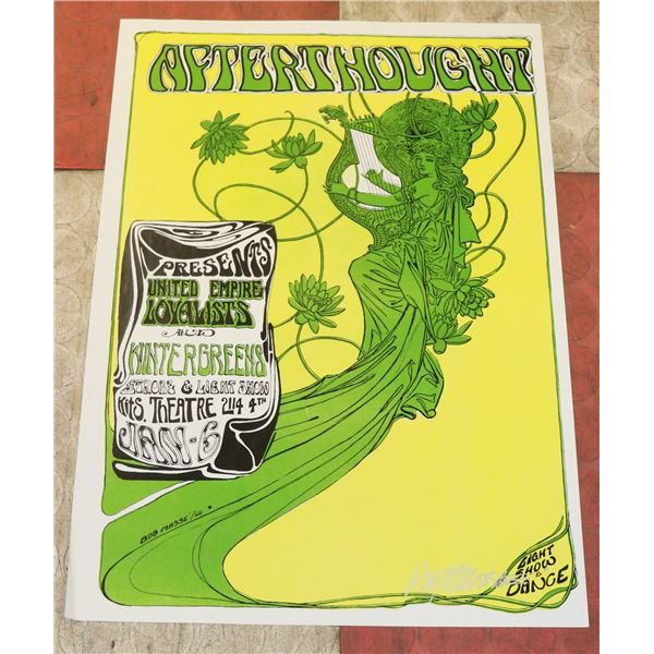 SIGNED BOB MASSE AFTERTHOUGHT CONCERT POSTER