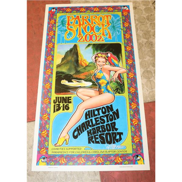 JIMMY BUFFET PARROT FEST POSTER 2002 SIGNED BOB