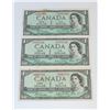 Image 1 : LOT OF THREE 1954 CANADIAN $1 BILLS