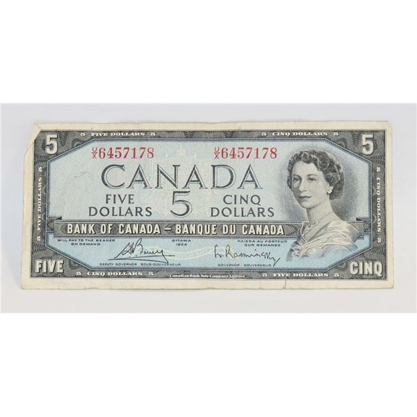 1954 CANADIAN $5 BILL COLLECTIBLE