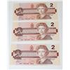 Image 1 : LOT OF THREE VINTAGE CANADIAN $2 BILLS