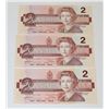 Image 1 : LOT OF THREE VINTAGE CANADIAN $2 BILLS