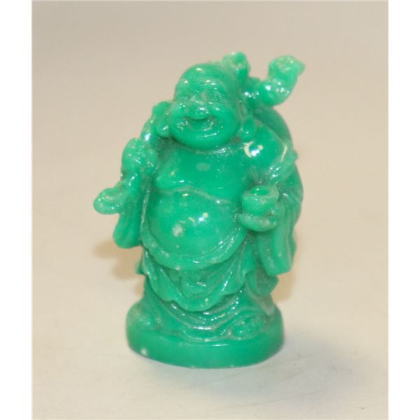 SMALL GREEN CARVED BUDA STATUE