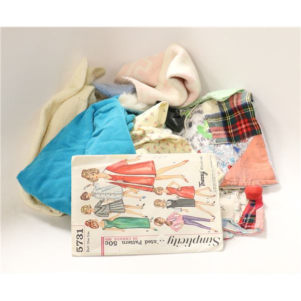 BOX OF ASSORTED VINTAGE DOLL CLOTHING