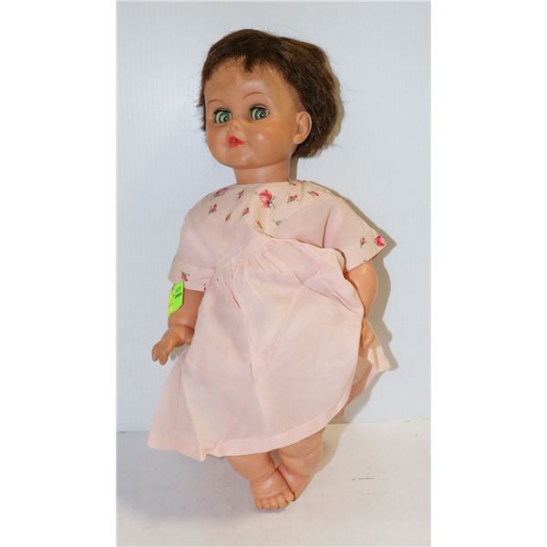 950S LARGE DOLL WITH CRYING SOUNDS PINK DRESS