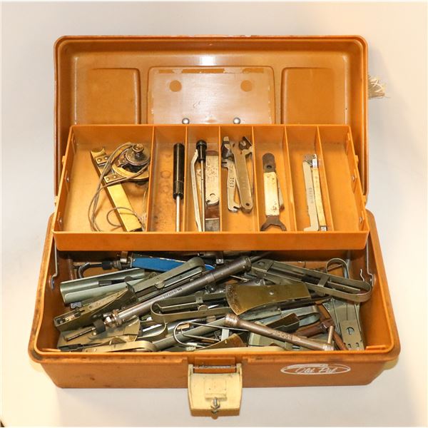 SET OF ANTIQUE TELEPHONE REPAIR TOOLS IN CASE