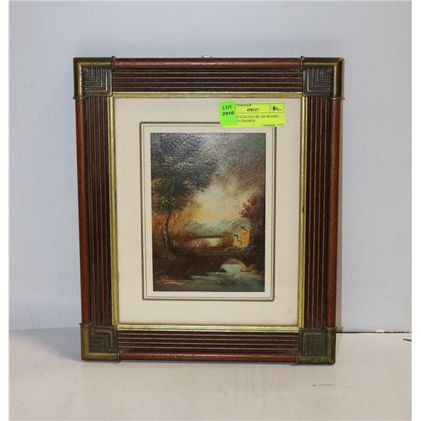 VINTAGE ITALIAN OIL ON BOARD PAINTING FRAMED