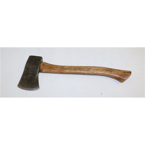 VINTAGE SWEDISH STEEL HATCHET WITH WOODEN HANDLE