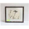 Image 1 : JAPANESE WATERCOLOUR OF BIRD FRAMED