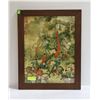Image 1 : FRAMED VINTAGE ASIAN FABRIC PRINT ART