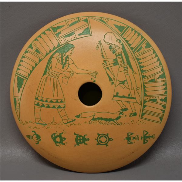 NATIVE AMERICAN CERAMIC BOWL TITLED "DON’T PLANT THE CORN TOO DEEP" SIGNED