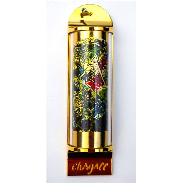 Marc Chagall - Mezuzah - silkscreen on 24K gold plated bronze "12 Tribes Hadassah Windows - Issachar